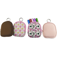Pochette personnalisée mignonne en néoprène pour le pickleball, trousse de maquillage, porte-monnaie personnalisé pour femme avec anneau rond détachable