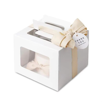 Scatola per torte all'ingrosso scatola trasparente per Cupcake da finestra con manico riciclato materiali lucidi laminazione scatole rigide