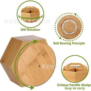 Caja de almacenamiento de madera con asa, compartimentos divididos, organizador giratorio de escritorio para uso en oficina, hogar y escuela - Product Image 5
