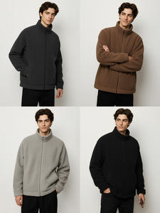 Veste polaire marron pour homme toutes saisons, col montant épaissi, polyvalente, idéale pour l'extérieur et les trajets urbains - Product Image 5