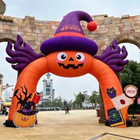 Arche gonflable en forme de tête de citrouille sur le thème d'Halloween, décoration extérieure pour entrée de jardin