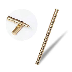 Stylo à encre gel en laiton style bambou, personnalisable en gros avec logo imprimable pour signature professionnelle et promotionnelle - Product Image 1
