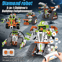 Jedi Kurtarma Ekibi STEM DIY 5'i 1 Arada Plastik Uzaktan Kumandalı Uygulama Kontrollü Yapım Blokları Robot Araç Noel Hediye Seti