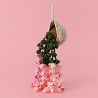 Panier suspendu en crochet fait main pour plantes, ornement de fleurs en pot pour accessoires de rétroviseur de voiture, décoration murale, cadeau