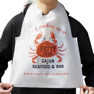 Hot Sale Plastic Seafood Aprons Cheaper Crab Feast Waterproof Bbq Adult Seafood Disposable Bibs For Restaurant