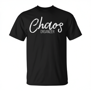 T-shirt Chaos Organizer pour hommes et femmes, en coton noir, coupe unisexe - Product Image 2