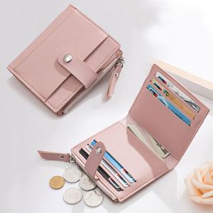 Carteras de mujer de cuero PU, monedero pequeño con cierre, tarjetero sólido con múltiples ranuras, monedero corto, cartera pequeña delgada con cremallera y cierre. - Product Image 3