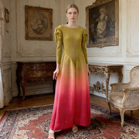 Robe longue plissée vintage Miyake 2026 pour femme, grande taille, dégradé, col rond, extensible, infroissable, décontractée, couleur estivale