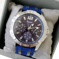 Montre chronographe à quartz pour hommes, trois sous-cadrans, bracelet en silicone bicolore, grands chiffres, montre-bracelet sport décontractée, multicolore