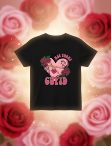 T-shirt da donna con stampa Cuore di Cupido e rose, girocollo, manica corta, vestibilità ampia, casual, in jersey di cotone, per tutte le stagioni, lavabile in lavatrice - Product Image 2