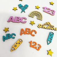 Confettis en bois super scintillants pour la rentrée scolaire, lettres ABC arc-en-ciel, paillettes colorées pour enfants, sequins numériques aux couleurs vives
