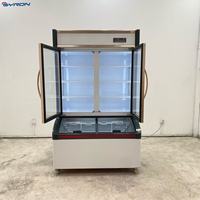 Réfrigérateur-congélateur vertical BYRON à double porte vitrée, compresseur mécanique, double température, pour magasin de proximité