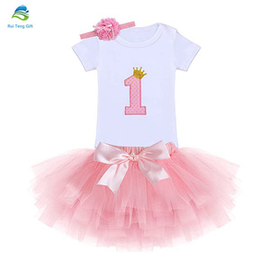 Conjunto de regalo <span class=keywords><strong>para</strong></span> bebé recién nacido niñas es mi 1st cumpleaños niña vestido de bebé Tutu morado - Product Image 2