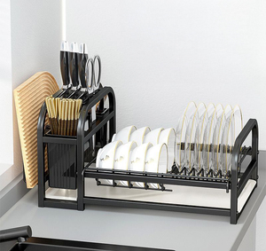 Сушилка для посуды из нержавеющей стали и подставка для ножей и палочек для еды – водонепроницаемая, крепление к раковине, антикоррозийная, без сверления - Product Image 2