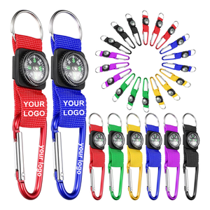 Custom Polyester Lanyard with Compass Promotional Short Carabiner Lanyard Keychains Laser Engraved Logo