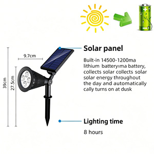 Nouvelle Lampe Solaire Extérieure à LED 6000K Lumière du Jour, Indice de Protection IP44, Angle de Faisceau 45°, à Piquer dans le Sol, Autonomie 6-8 Heures, Éclairage de Jardin - Product Image 5