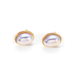 Boucles d'oreilles tendance en acier inoxydable 316L plaqué or PVD, durables et résistantes, forme ovale - Product Image 1