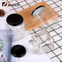 Distributeur de confiture et de miel de luxe, récipient de stockage alimentaire en verre borosilicate carré, pot à épices et sauces avec couvercle métallique, plusieurs tailles