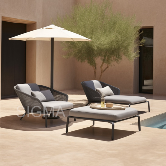 Modern outdoor nordic simple combination rope aluminum lounge chaise furniture garden swimming pool