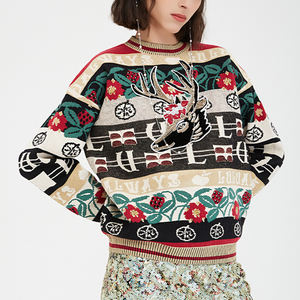 Logo personnalisé chandails femmes à manches longues col rond Noël tricoté Jacquard pull moche Noël femmes pull de Noël - Product Image 1