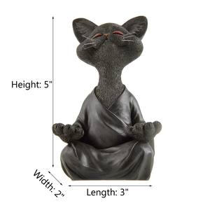 Figurine en résine personnalisée en vrac <span class=keywords><strong>Statue</strong></span> <span class=keywords><strong>Statue</strong></span> d'action de <span class=keywords><strong>bouddha</strong></span> <span class=keywords><strong>chat</strong></span> noir - Product Image 2
