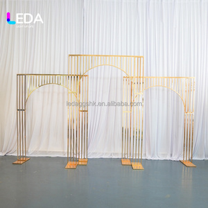 LEDA Wedding Supplies Shiny Gold Metal Arch Wedding Stage <b>Backdrop</b> Flower Hanging <b>Backdrop</b> <b>Stand</b> for Events Decor - Product Image 2