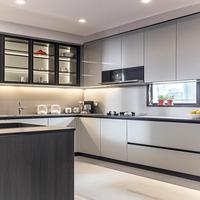 Moderne luxe complete op maat gemaakte keuken, ingebouwde alles-in-één keukenunit met maatwerk ontwerp voor villa en appartement