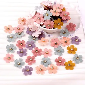 ZSY 2-3cm 50 pieces per bag mix color DIY handmade artificial lucky mini flower bud heads simulation flowers headband patches