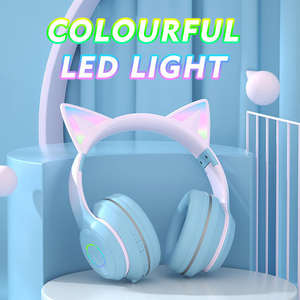 Offres Spéciales <span class=keywords><strong>moins</strong></span> <span class=keywords><strong>cher</strong></span> LED Cat Ear Over-Ear Wireless Headphones avec son stéréo et micro intégré Crystal Stereo Headset - Product Image 6