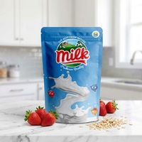 Sacs refermables personnalisés en Mylar avec fermeture éclair, emballage en aluminium à fond plat avec impression de logo, sans danger pour les aliments, anti-odeur, pour le stockage du lait