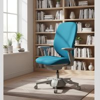 Chaise de bureau Henglin avec accoudoirs 3D réglables, pivotante, vérin à gaz 4 positions, inclinaison verrouillable, dossier haut en alliage d'aluminium