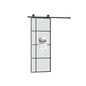 Porte coulissante en verre dépoli ESG en aluminium noir 29,9x80,7 Design moderne intérieur - Product Image 1