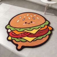 Tapis tufté personnalisé OEM motif dessin animé, tapis en peluche fantaisie irrégulier en forme de nourriture, tapis de sol publicitaire sur mesure en gros