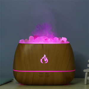 Salle de désamorçage d'huile de pierre de sel de cristal de l'<span class=keywords><strong>Himalaya</strong></span> 7 couleurs humidificateur de flamme de feu diffuseur d'huile essentielle d'arôme humidificateur d'air H2o - Product Image 4