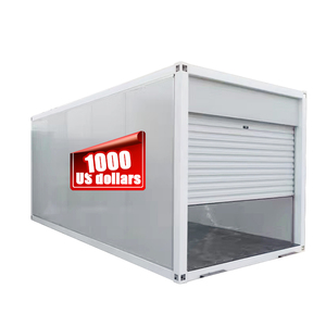 Casa Contenedor Plegable Móvil de 20 Pies 2025, Garaje Contenedor de Paneles de Acero Resistente a Huracanes con Puerta Enrollable - Product Image 1