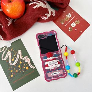 Funda de teléfono móvil de Navidad para Samsung <span class=keywords><strong>Galaxy</strong></span> <span class=keywords><strong>Zflip</strong></span> 6 5 4 <span class=keywords><strong>3</strong></span>, decoración de sombrero a cuadros a la moda, funda protectora plegable con pulsera - Product Image 6