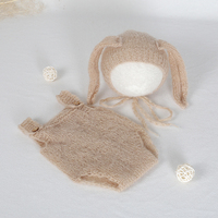 Ensemble bonnet et couche en mohair tricoté pour chien, accessoires de photographie nouveau-né, barboteuse extensible au crochet, accessoires de studio photo