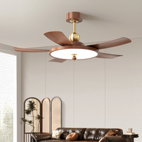 Ventilateur de plafond LED 52 pouces avec éclairage dimmable, télécommande, pales en bois modernes, moteur DC, profil bas, Wi-Fi, luminosité décorative