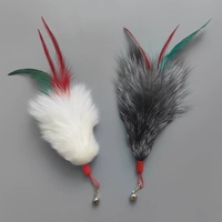 Jouet interactif pour chat avec queue en plumes et fourrure de lapin, accessoire d'exercice pour chaton, fournitures pour animaux de compagnie