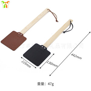 Raquette anti-mouches créative en cuir PU, idéale pour le camping en plein air, les pique-niques et l'utilisation domestique ; manche en bois ; fixation murale. - Product Image 5