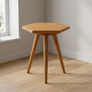Mesa de Comedor Hexagonal de Teca Sólida, Estilo Moderno de Mediados de Siglo, Ecológica, Resistente al Agua, Duradera, con Tres Patas, Muebles para Comedor OEM - Product Image 3