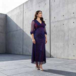 Vestido Abaya de Poliéster con Estampado Plisado de Lujo para Mujeres Musulmanas, Diseño Elegante Personalizado, Proveedor Mayorista - Product Image 1