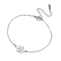 Bracelet en acier inoxydable 304 pour femmes, personnalisable avec gravure au laser, pendentif patte de chat, idéal pour l'exportation et les cadeaux.