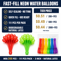Ballon d'eau à remplissage rapide auto-scellant en latex, jouet promotionnel pour fêtes en plein air et divertissements familiaux estivaux avec feuille métallisée