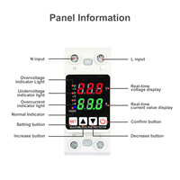 Protector de Sobretensión CA Monofásico SVC 15kVA Ajustable 63A con Relé de Monitoreo Multifunción para Carril DIN y Caja de Distribución con Pantalla
