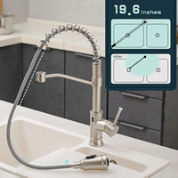 Robinet de cuisine FLG avec pulvérisateur rétractable Évier de cuisine à ressort à arc élevé Robinets de cuisine modernes en nickel brossé