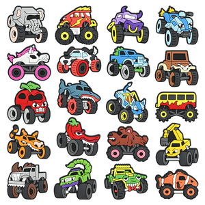 Breloques et épingles pour chaussures Monster Truck en relief avec motifs flamme pour sabots Croc - Product Image 1