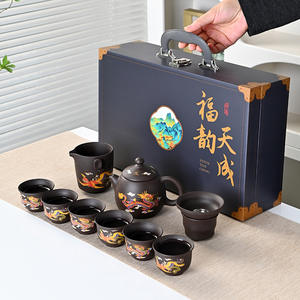 Purple Clay Kung Fu Tea Set With Dragon Design Complete Gift <b>Box</b> <b>For</b> Festival <b>Presents</b> - Product Image 1