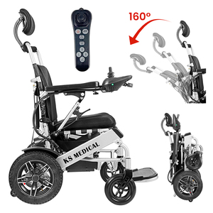 KSM-601MR <b>Backrest</b> Manual Reclining Electric Mobile Wheelchair with Safety Brakes and Antibacterial Cushion Foldable Wheelchair - Product Image 5