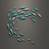 Décoration murale de pendentif de poisson de galvanoplastie 3D créative pour le mur de fond de TV de restaurants fait de métal durable
